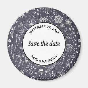 Monochrome Blume-Chalkboard Save the Date modern Magnet