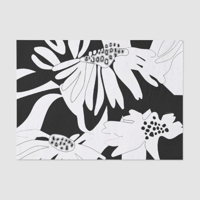 Monochrome Blume Dekoupage Tissue/Umhüllung Seidenpapier (Vorderseite)