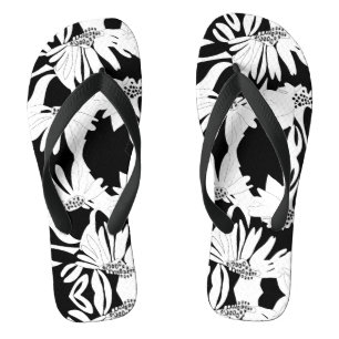 Monochrome Blume Flip Flops