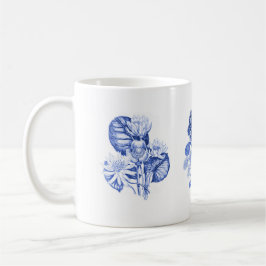 Monochrome Blume in Delft-Blau Kaffeetasse