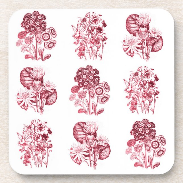 Monochrome Blume in Rot Untersetzer (Vorderseite)