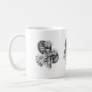 Monochrome Blume in Schwarzweiß Kaffeetasse