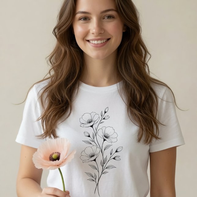 Monochrome Blume T-Shirt (Von Creator hochgeladen)