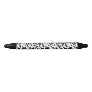 Monochrome Blumen-Eleganz Stilvolles Schreiben Kugelschreiber