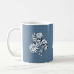 Monochrome Blumen in Blau Kaffeetasse