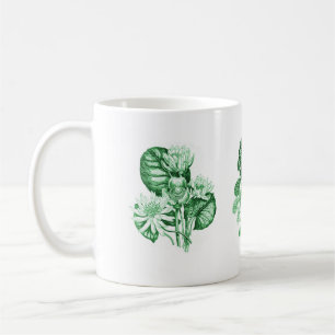 Monochrome Blumen in Grün Kaffeetasse
