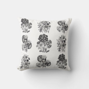Monochrome Blumen in Schwarz und Weiß Kissen