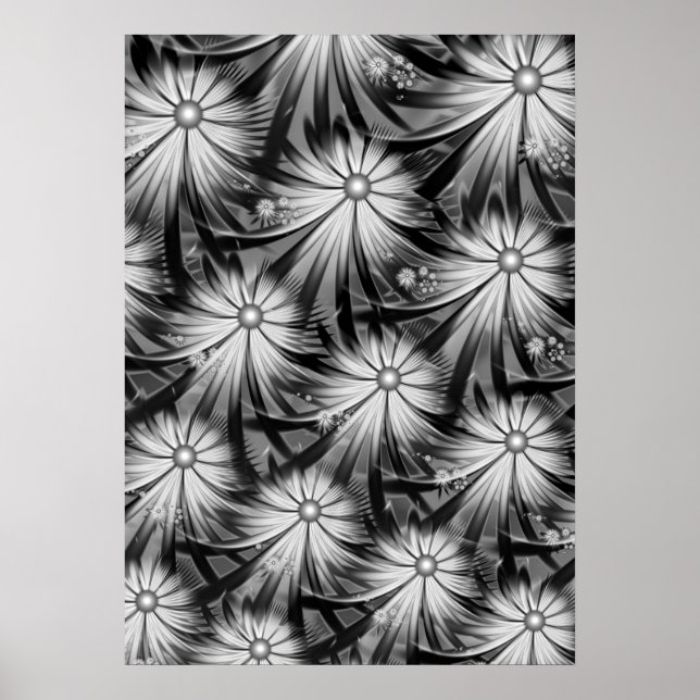 Monochrome Blumen Poster (Vorne)