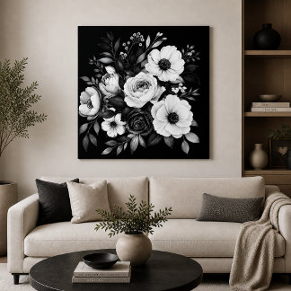 Monochrome Blumengestecke  Leinwanddruck