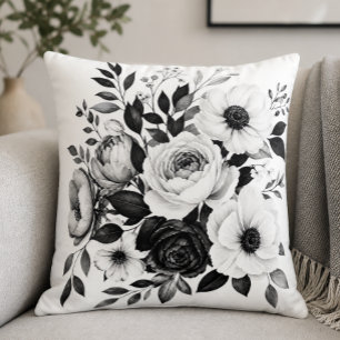 Monochrome Blumenmuster Kissen