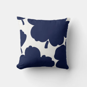 Monochrome Blüte Navy Kissen