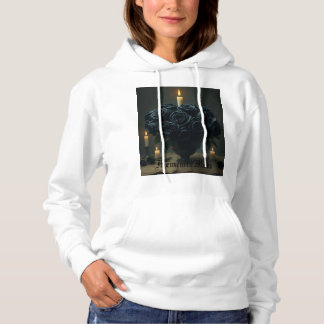 Monochrome Blüte - Weiße Hoodie mit schwarzem Bläs