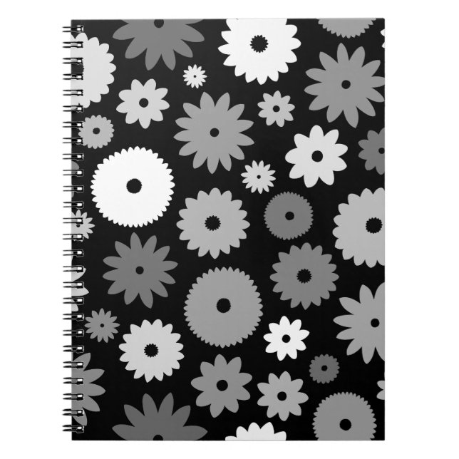 Monochrome Blüten großes Muster Notizblock (Vorderseite)