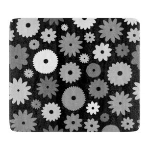 Monochrome Blüten großes Muster Schneidebrett