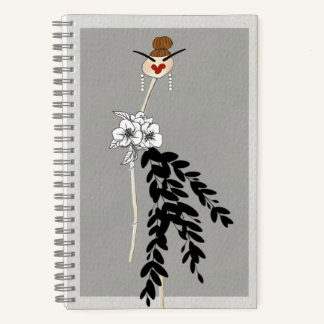 Monochrome Blüten Notizbuch