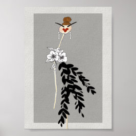 Monochrome Blüten Poster