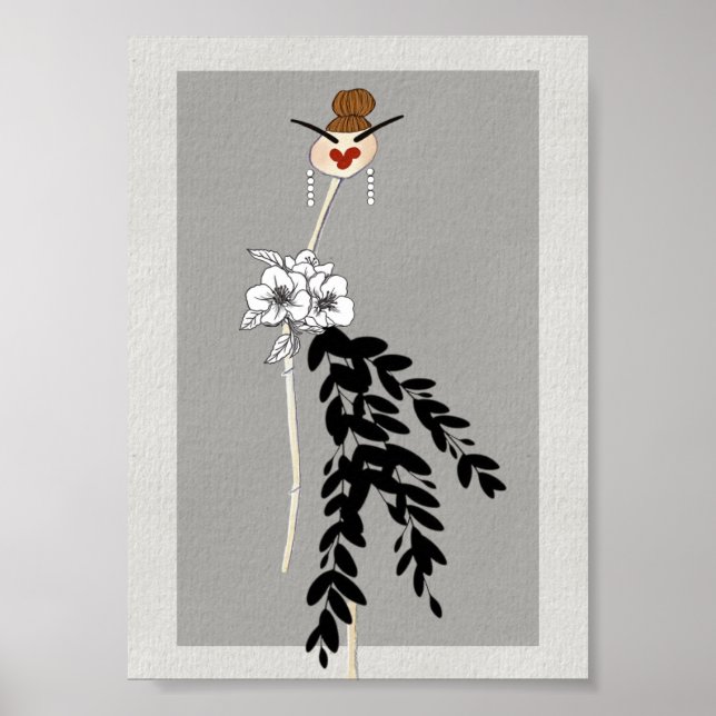 Monochrome Blüten Poster (Vorne)