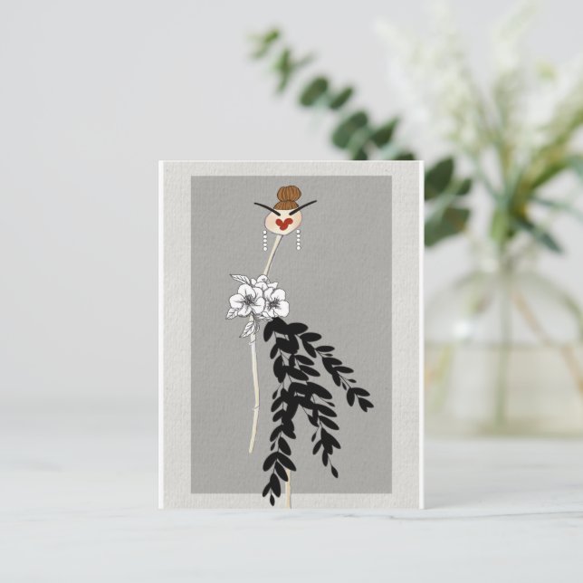 Monochrome Blüten Postkarte (Stehend Vorderseite)