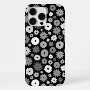 Monochrome Blüten Wiederholungsmuster iPhone 16 Pro Max Hülle