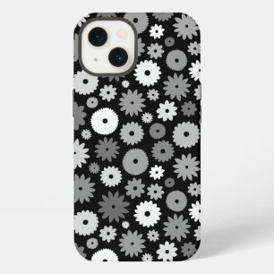 Monochrome Blüten Wiederholungsmuster iPhone Hülle