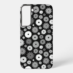 Monochrome Blüten Wiederholungsmuster Samsung Galaxy Hülle