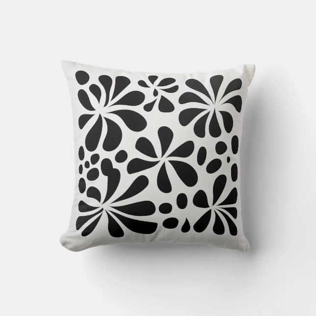 Monochrome Blütenkissen Kissen (Vorderseite)