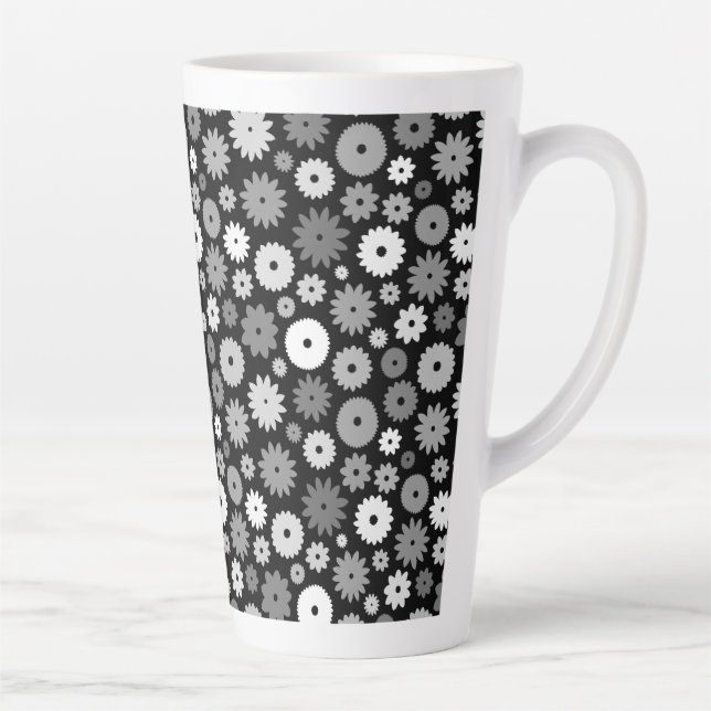 Monochrome Blütenmuster Milchtasse (Rechts)
