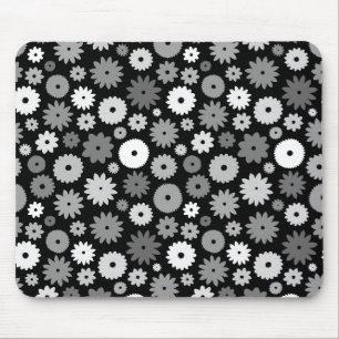 Monochrome Blütenmuster Mousepad