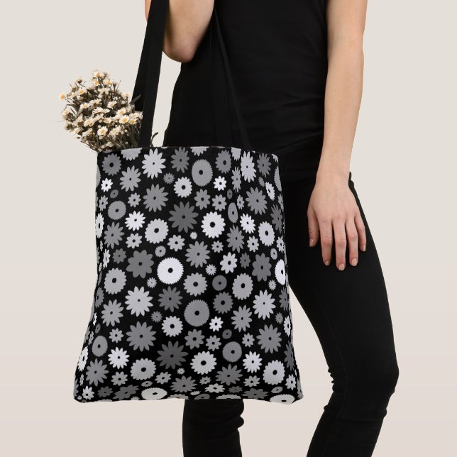 Monochrome Blütenmuster Tasche (Von Nahem)