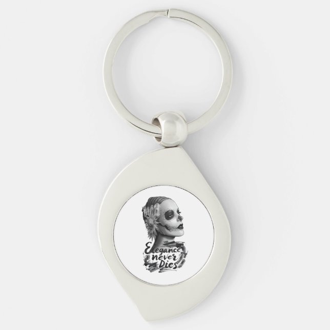 Monochrome Calavera Schlüsselanhänger (Vorderseite)