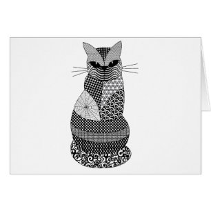 Monochrome Cat Zen Tangle Hübsche Felskunst