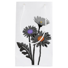 Monochrome Daisys mit farbigen Geschenktüten für d Kleine Geschenktüte
