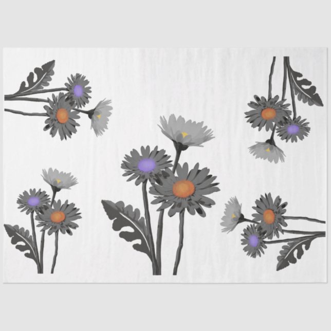 Monochrome Daisys-Papiere Seidenpapier (Vorderseite)