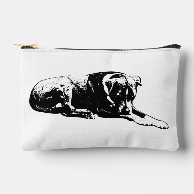 Monochrome Dog Zip Pouch Zubehörtasche (Vorderseite)