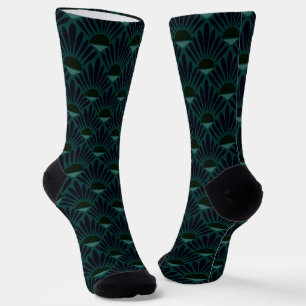 Monochrome dunkelblaugrüne Kunst Deko. Socken