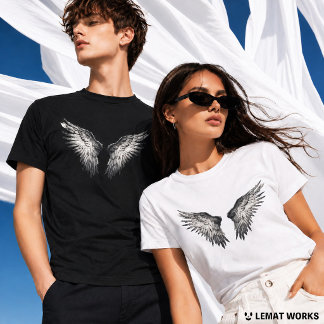 Monochrome Engel Flügel Gothic Unisex T-Shirt