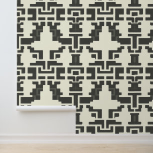 Monochrome Enigma: Abstraktes geometrisches Puzzle Tapete