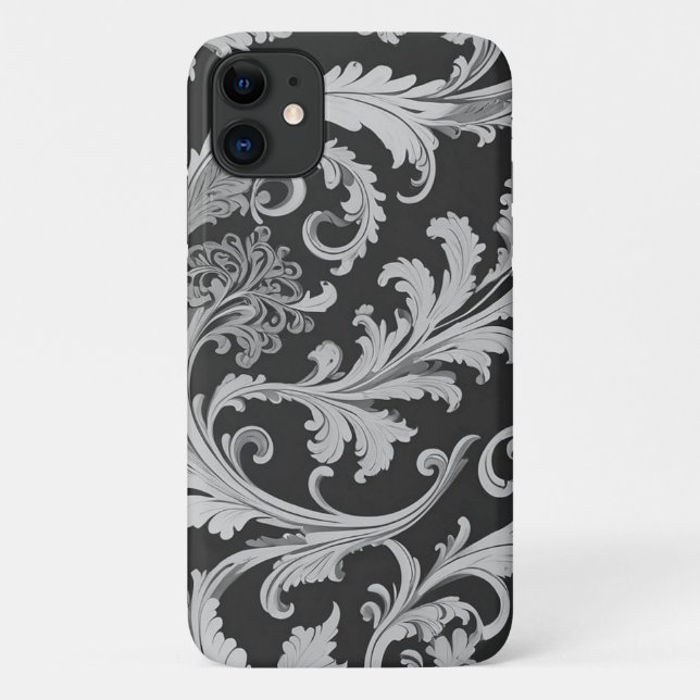 Monochrome Fleur Antique Muster Case-Mate iPhone Hülle (Rückseite)
