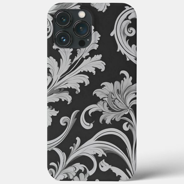 Monochrome Fleur Antique Muster Case-Mate iPhone Hülle (Rückseite)
