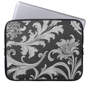 Monochrome Fleur Antique Muster Laptopschutzhülle