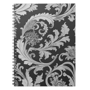 Monochrome Fleur Antique Muster Notizblock
