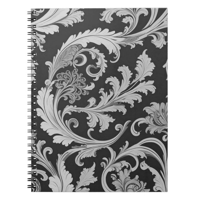 Monochrome Fleur Antique Muster Notizblock (Vorderseite)