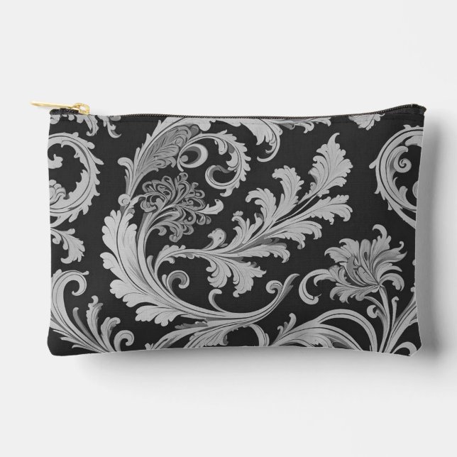 Monochrome Fleur Antique Muster Zubehörtasche (Vorderseite)