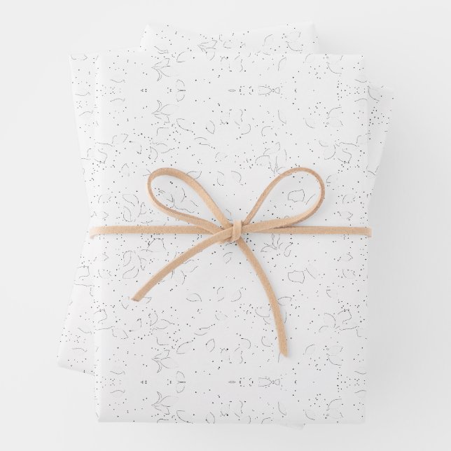 Monochrome Floral Pattern – Elegant Seamless Art Geschenkpapier Set (Beispiel)