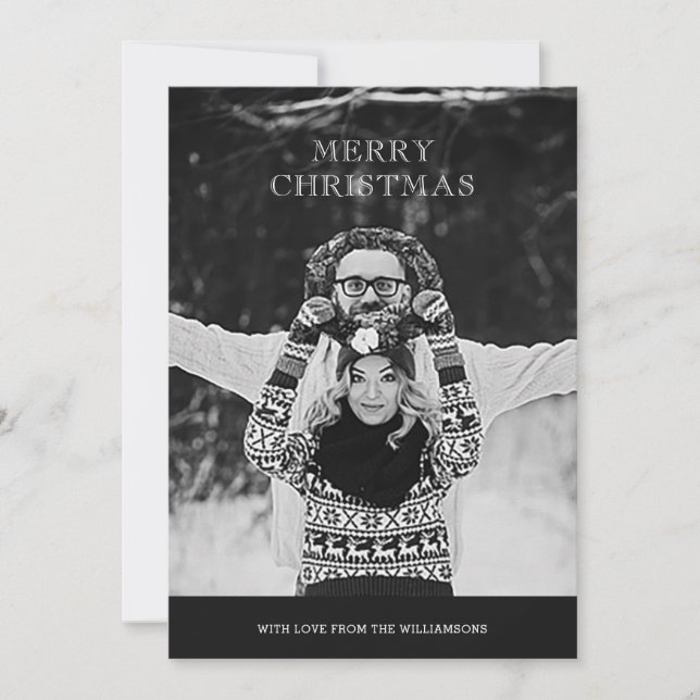 Monochrome Foto Frohe Weihnachtsgrüße Karte (Vorderseite)