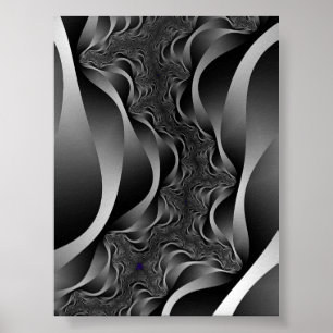Monochrome Fraktalbänder in unendlicher Tiefe Poster