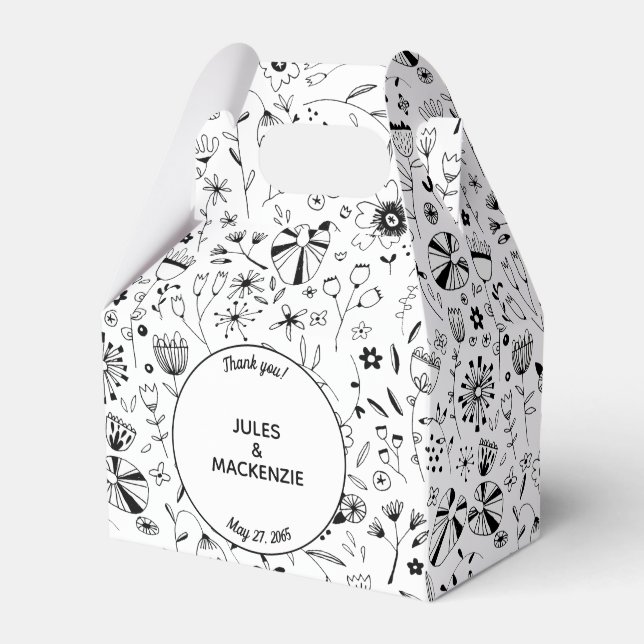 Monochrome freie Blume Geschenkschachtel (Vorderseite)