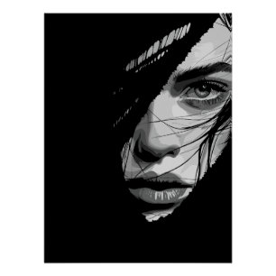 Monochrome geheimnisvolle Portrait Art Poster