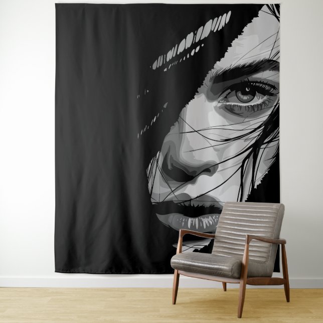 Monochrome geheimnisvolle Portrait Art Wandteppich (Beispiel)