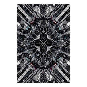 Monochrome Geometrie: Abstrakter polygonaler Nexus Poster